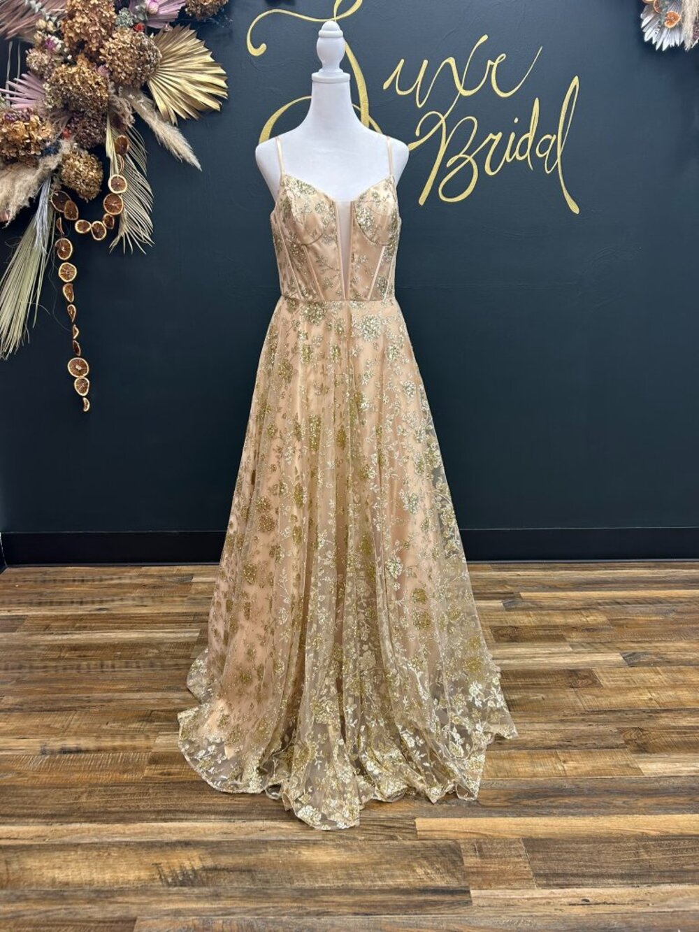 New Sequin Print Halter A-line Gown by Lenovia 8240